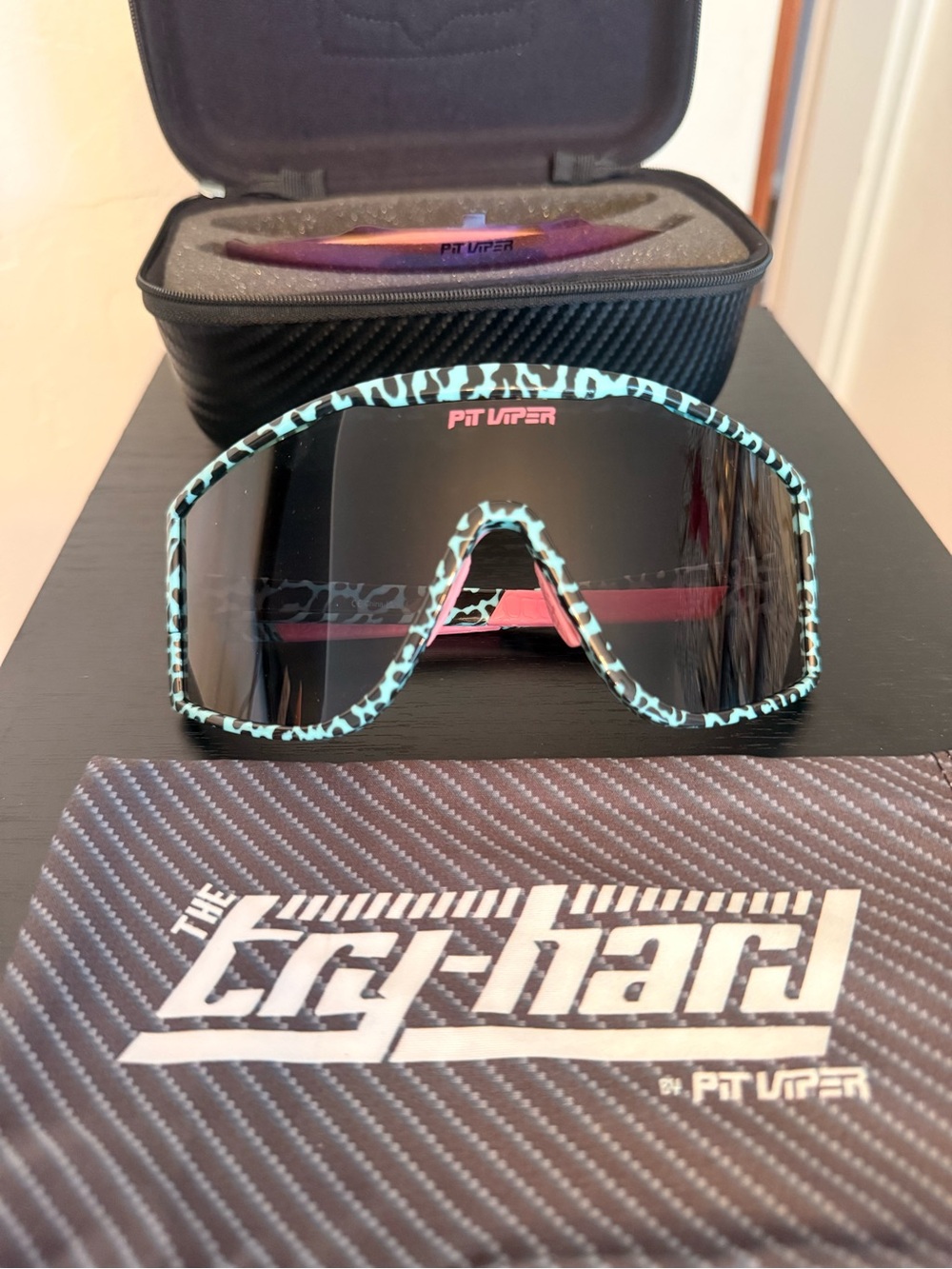 The Try-Hard by Pit Viper Performance Sunglasses Blue Animal Print Unisex Mirror - Picture 4 of 10